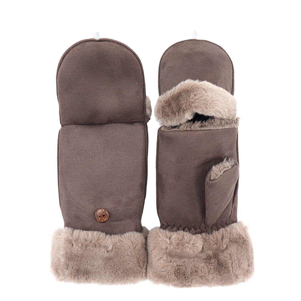 Téli, ujjatlan kesztyű lehajtható fedéllel – barna