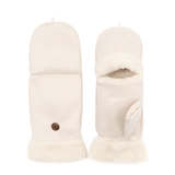 Téli, ujjatlan kesztyű lehajtható fedéllel – bézs