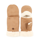 Téli, ujjatlan kesztyű lehajtható fedéllel – téglabarna