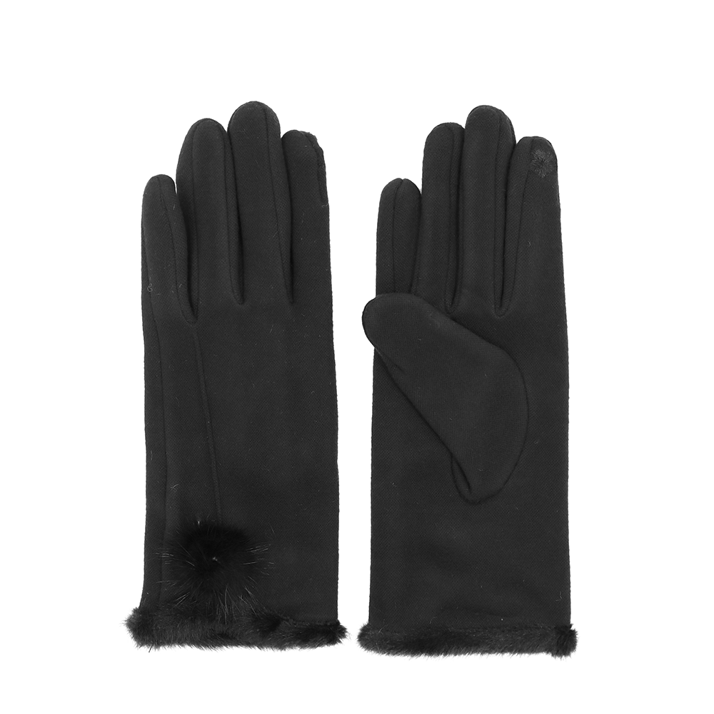 Elegáns női kesztyű műszőrmével – fekete