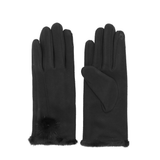 Elegáns női kesztyű műszőrmével – fekete