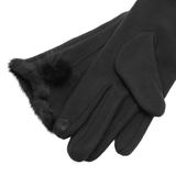 Elegáns női kesztyű műszőrmével – fekete