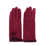 Elegáns női kesztyű műszőrmével – bordó