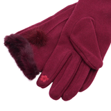 Elegáns női kesztyű műszőrmével – bordó