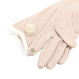 Elegáns női kesztyű műszőrmével – bézs