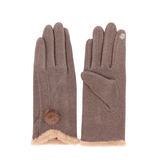 Elegáns női kesztyű műszőrmével – világosbarna