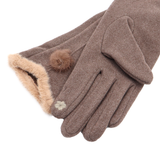 Elegáns női kesztyű műszőrmével – világosbarna