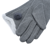 Elegáns női kesztyű műszőrmével – szürke