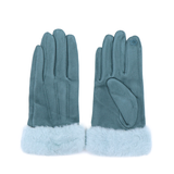 Női kesztyű műszőrme szegéllyel – kék