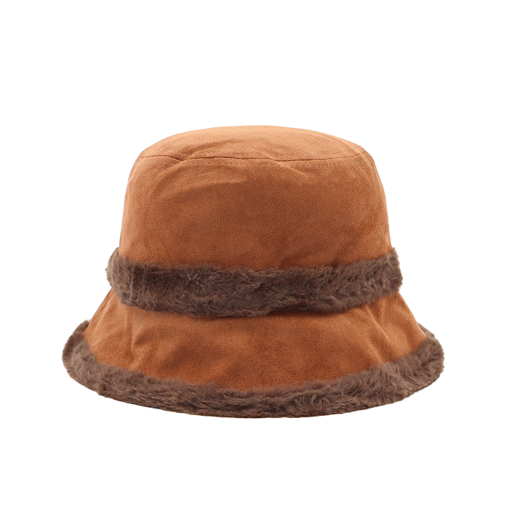 Női téli cloche sapka műszőrmével – téglabarna