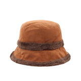 Női téli cloche sapka műszőrmével – téglabarna