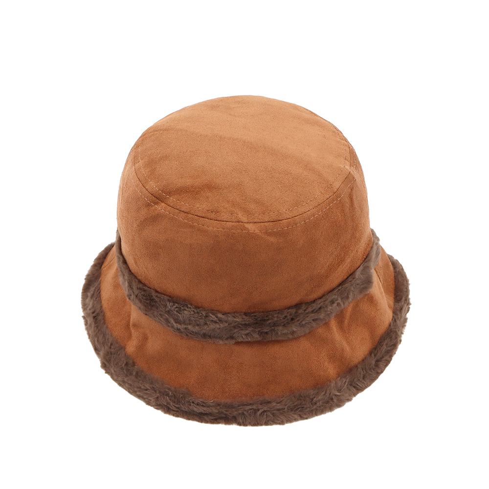Női téli cloche sapka műszőrmével – téglabarna