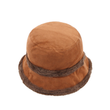 Női téli cloche sapka műszőrmével – téglabarna