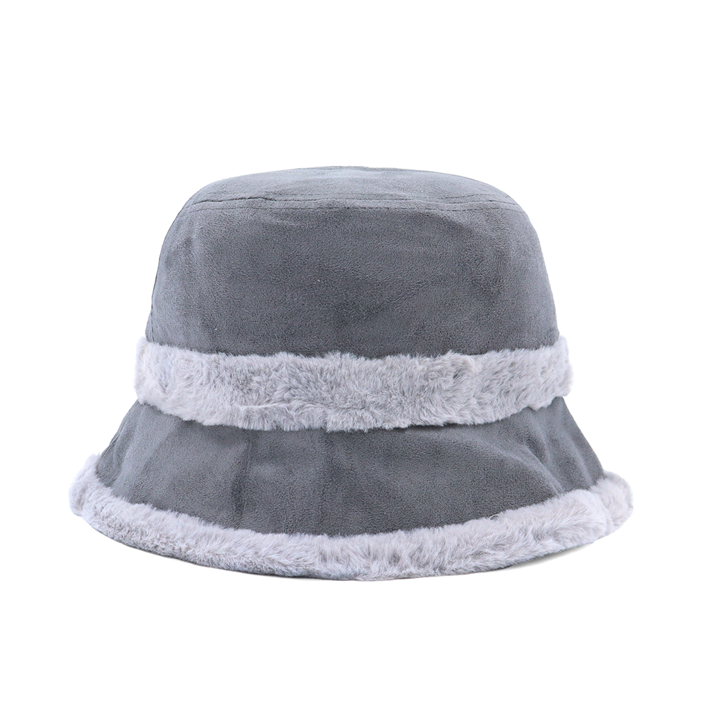 Női téli cloche sapka műszőrmével – szürke