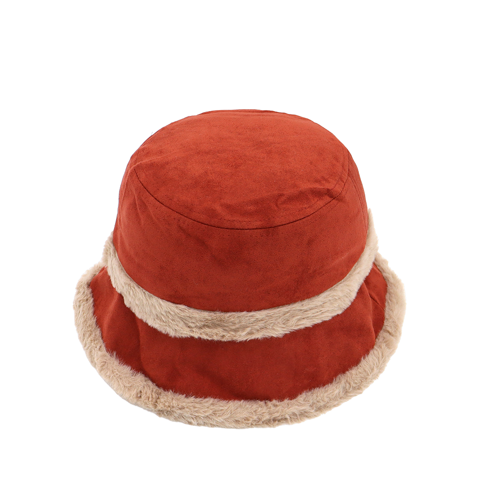 Női téli cloche sapka műszőrmével – vörösnarancs