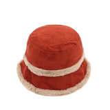 Női téli cloche sapka műszőrmével – vörösnarancs