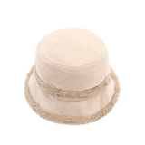 Női téli cloche sapka műszőrmével – világosbarna