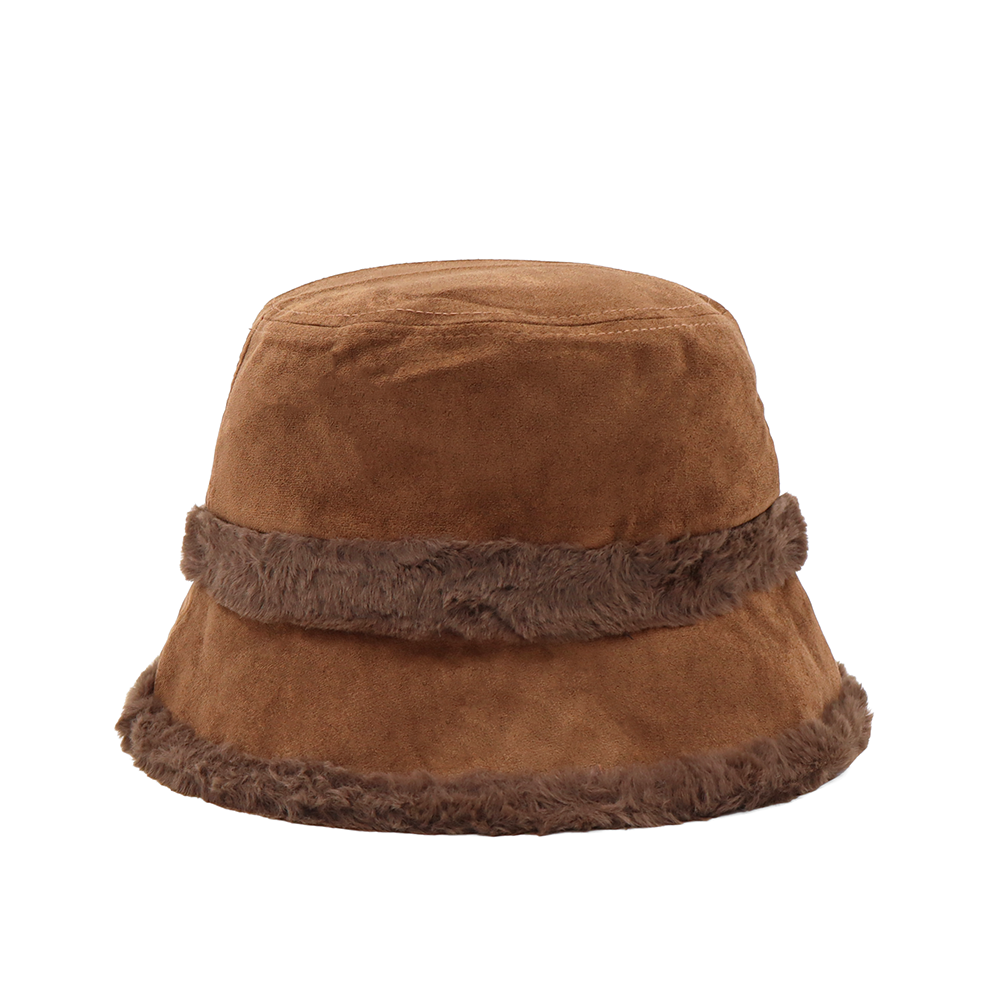 Női téli cloche sapka műszőrmével – barna