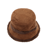 Női téli cloche sapka műszőrmével – barna