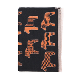 Kétoldalas sál ló mintával – zöld/téglabarna