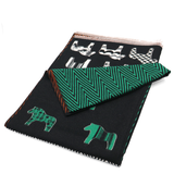 Kétoldalas sál ló mintával – zöld/téglabarna