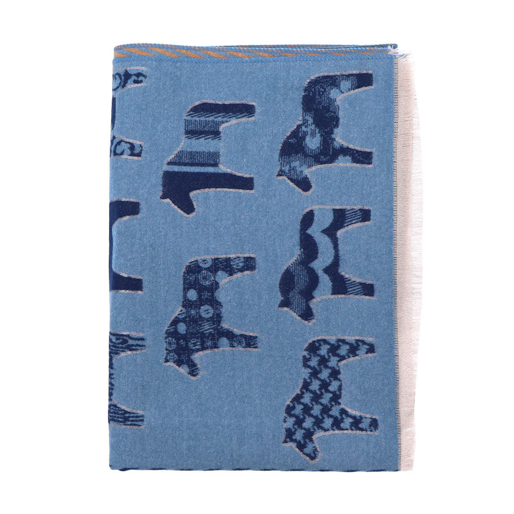 Kétoldalas sál ló mintával – kék/téglabarna