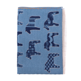 Kétoldalas sál ló mintával – kék/téglabarna