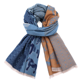 Kétoldalas sál ló mintával – kék/téglabarna