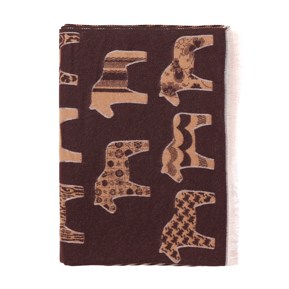 Kétoldalas sál ló mintával – barna/téglabarna