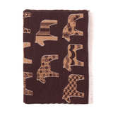 Kétoldalas sál ló mintával – barna/téglabarna