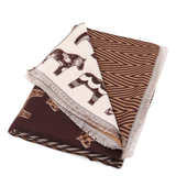 Kétoldalas sál ló mintával – barna/téglabarna