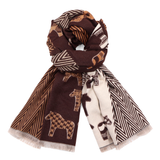 Kétoldalas sál ló mintával – barna/téglabarna