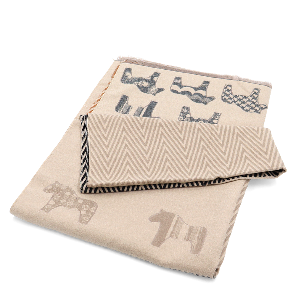 Kétoldalas sál ló mintával – szürke/téglabarna