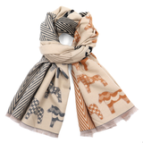 Kétoldalas sál ló mintával – szürke/téglabarna