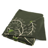 Puha sál domború virághímzéssel – zöld