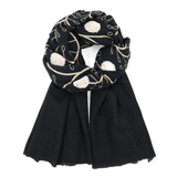 Puha sál domború virághímzéssel – fekete