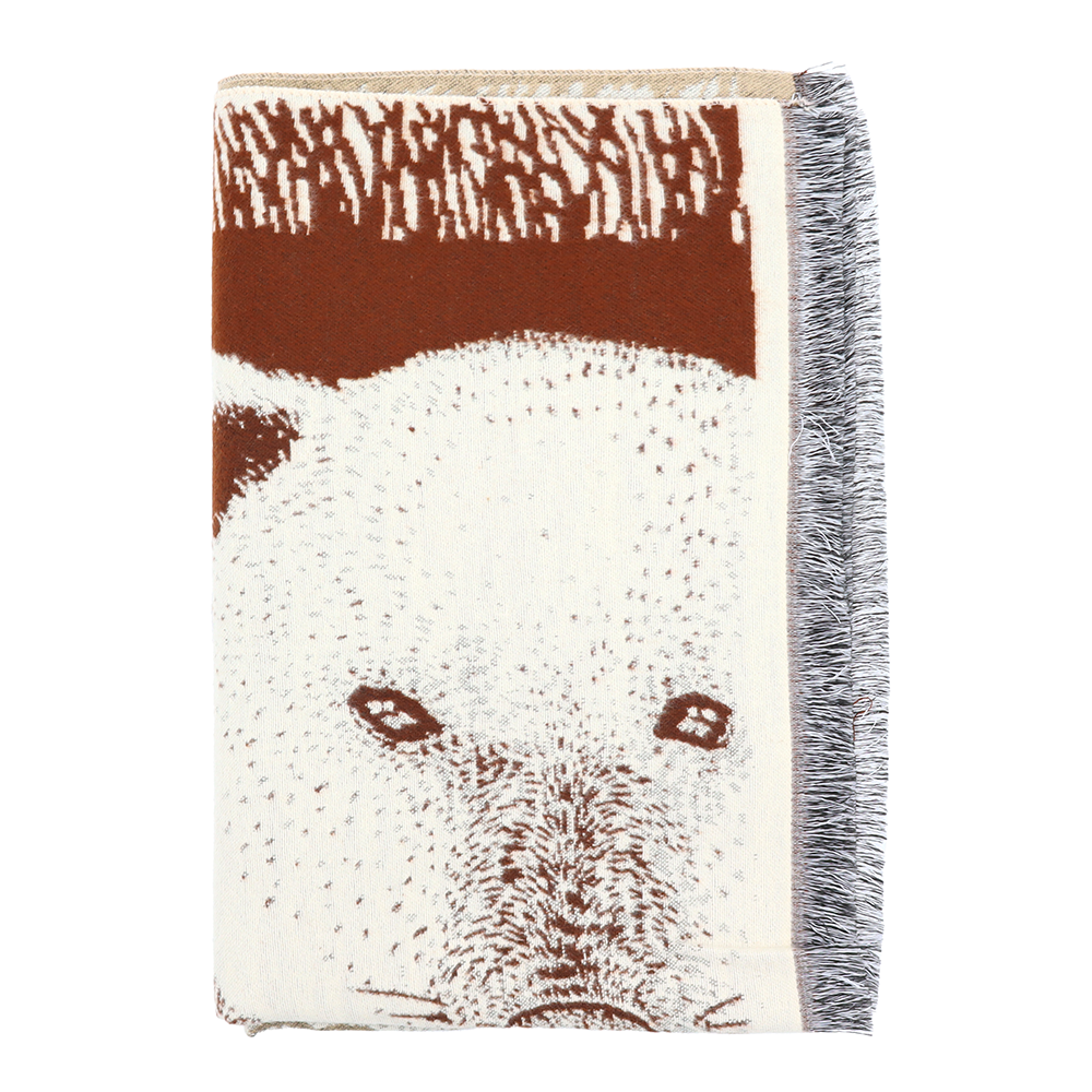 Kétoldalas sál állatmintával – bordó/világosbarna