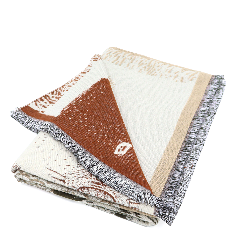 Kétoldalas sál állatmintával – bordó/világosbarna