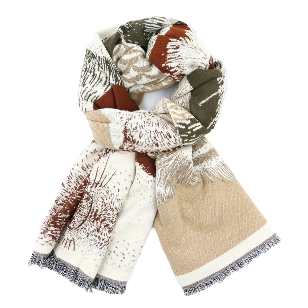 Kétoldalas sál állatmintával – bordó/világosbarna