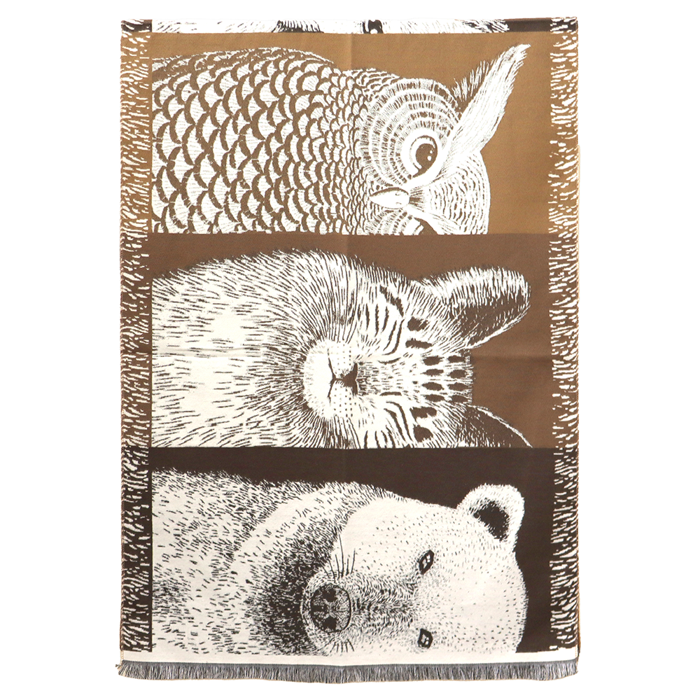 Kétoldalas sál állatmintával – barna