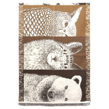 Kétoldalas sál állatmintával – barna