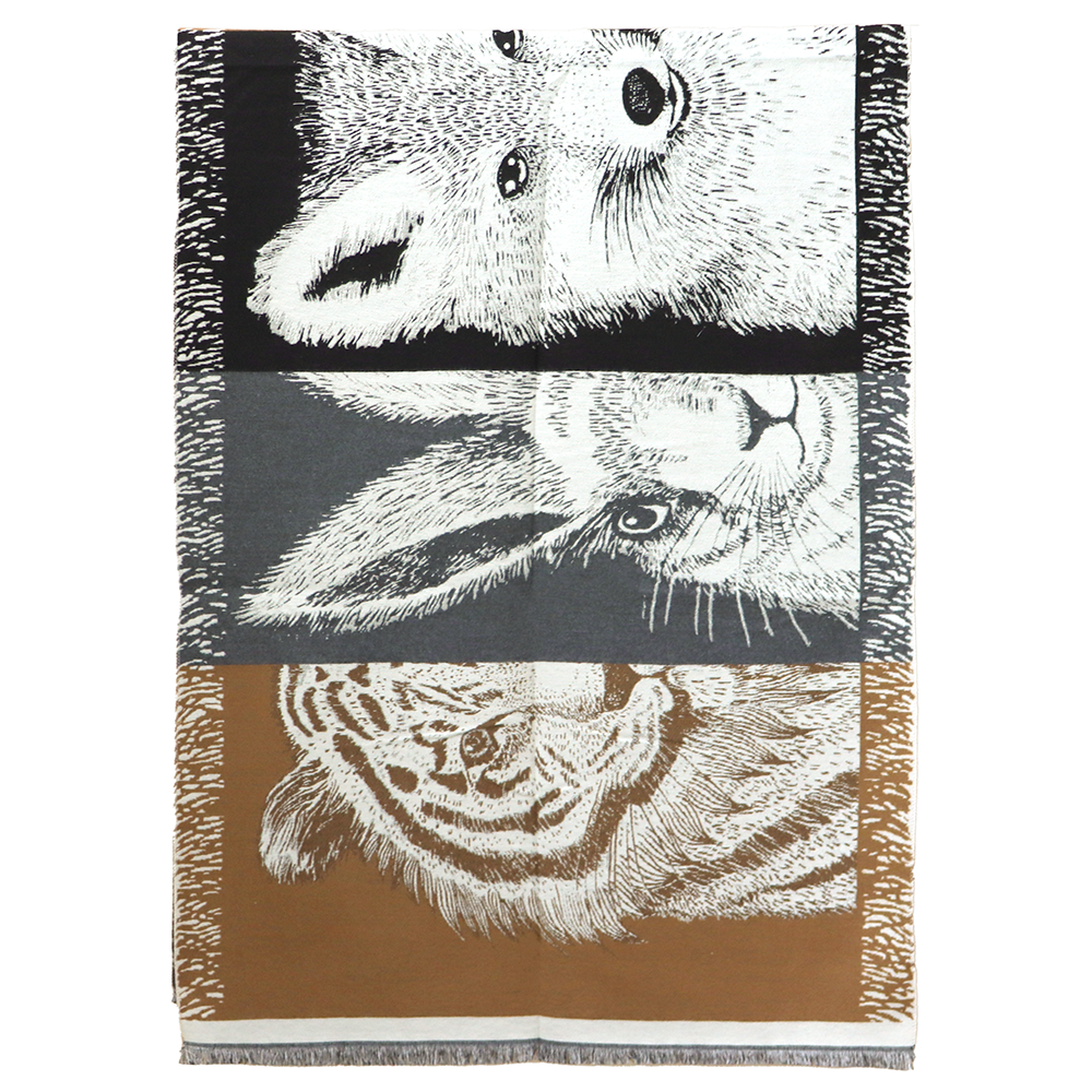 Kétoldalas sál állatmintával – barna/fekete