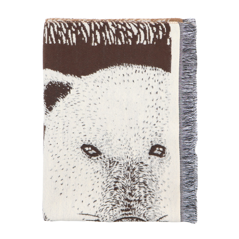 Kétoldalas sál állatmintával – barna