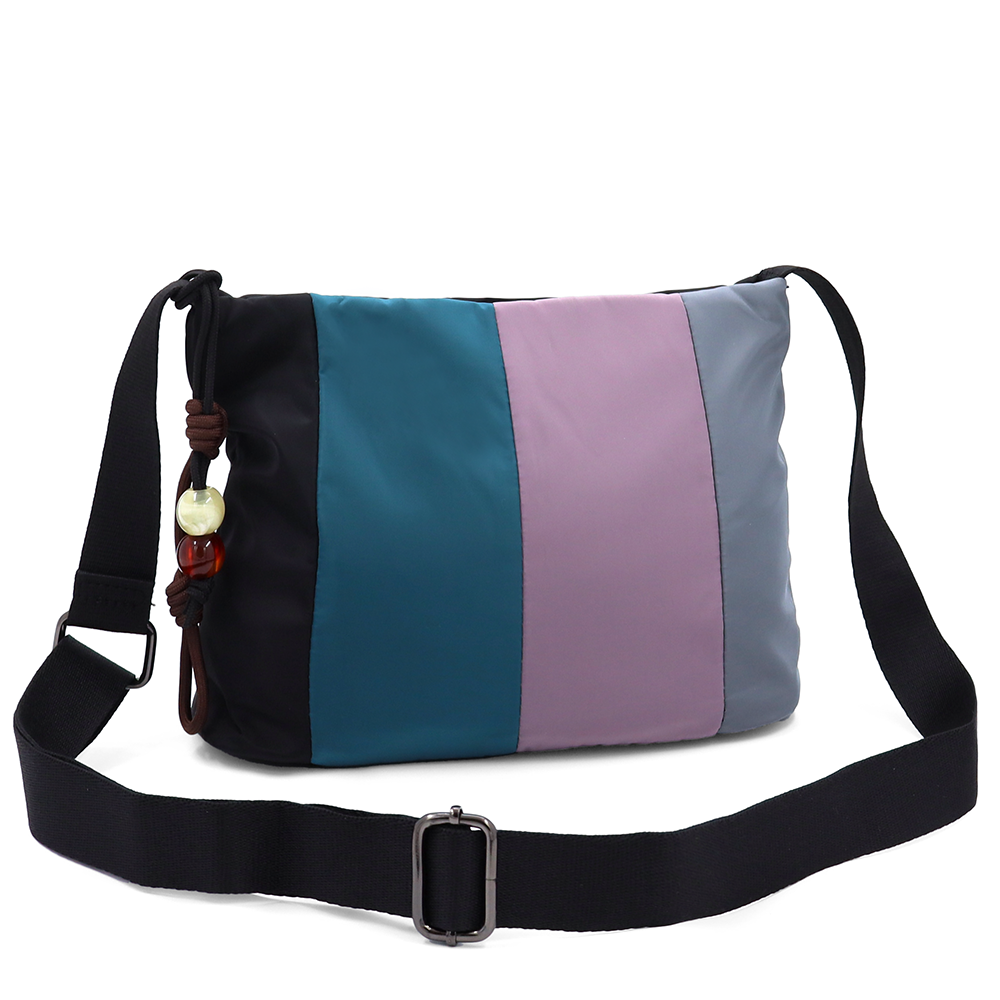 Színes vászontáska vállra – fekete/kék