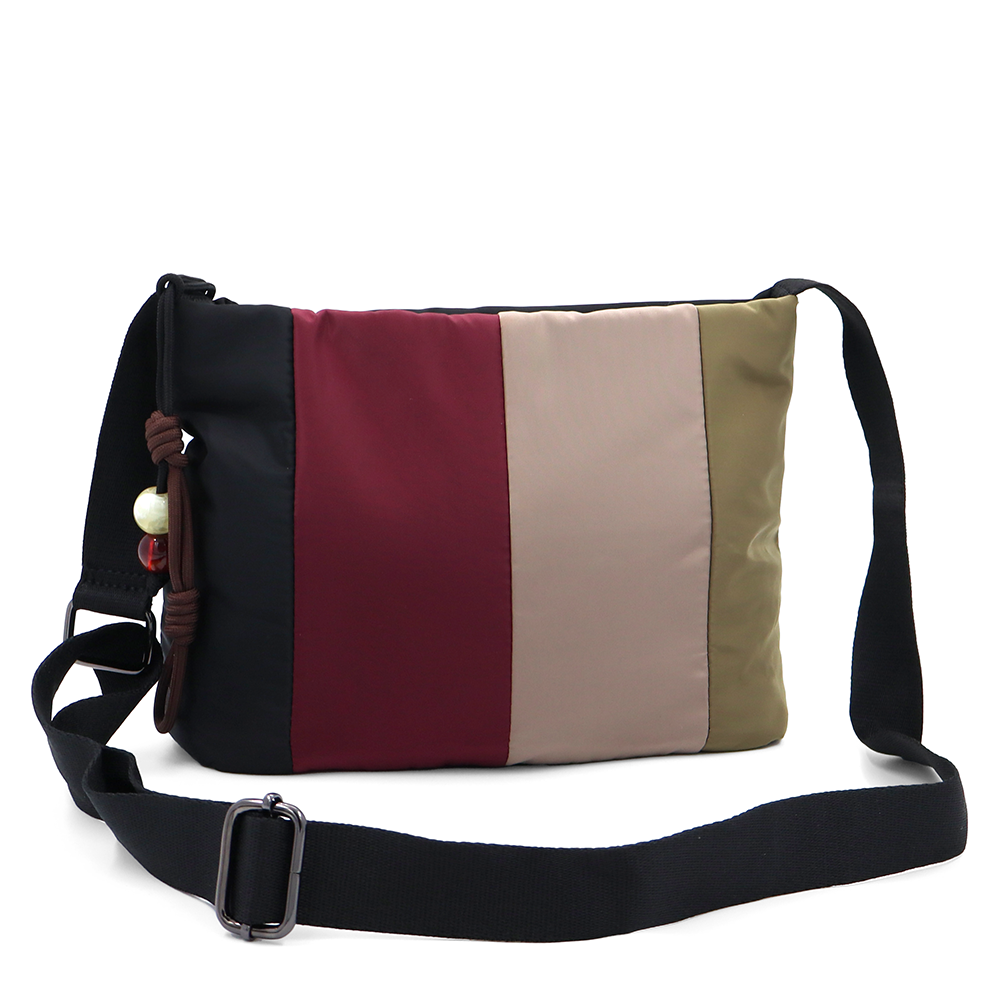 Színes vászontáska vállra – fekete/bordó