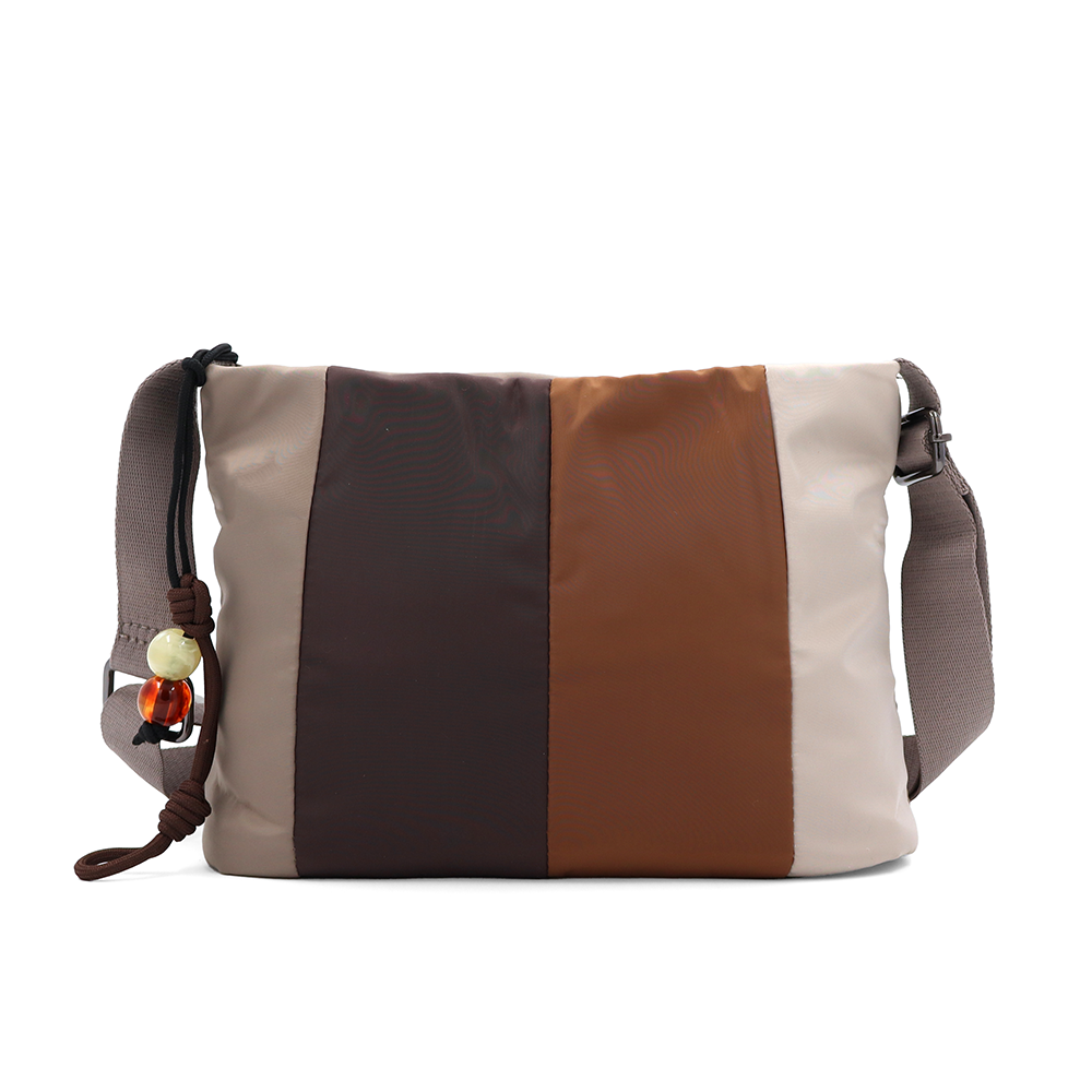 Színes vászontáska vállra – világosbarna