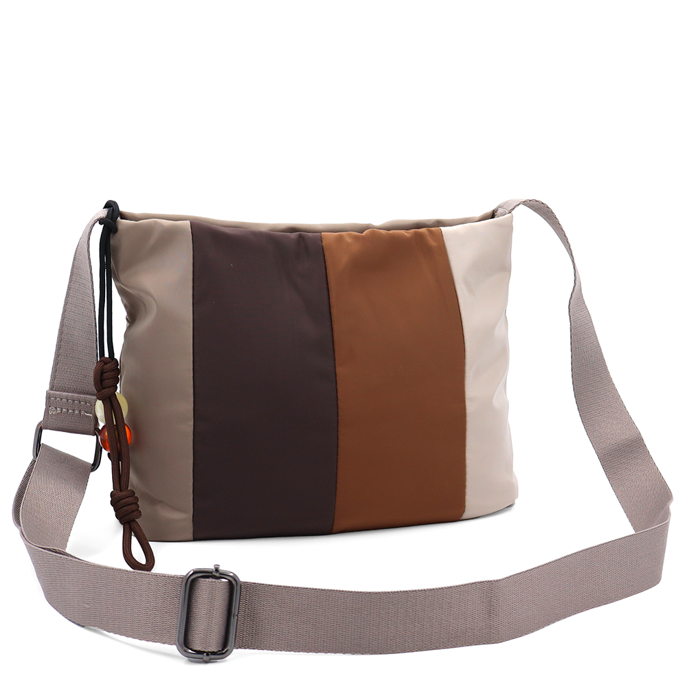 Színes vászontáska vállra – világosbarna