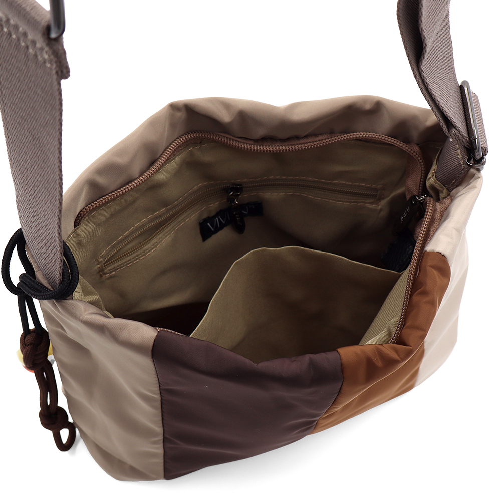 Színes vászontáska vállra – világosbarna