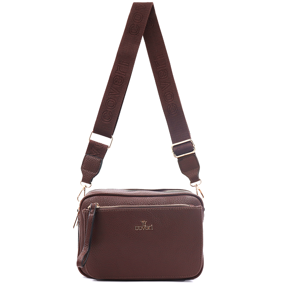 Női válltáska két rekesszel – barna