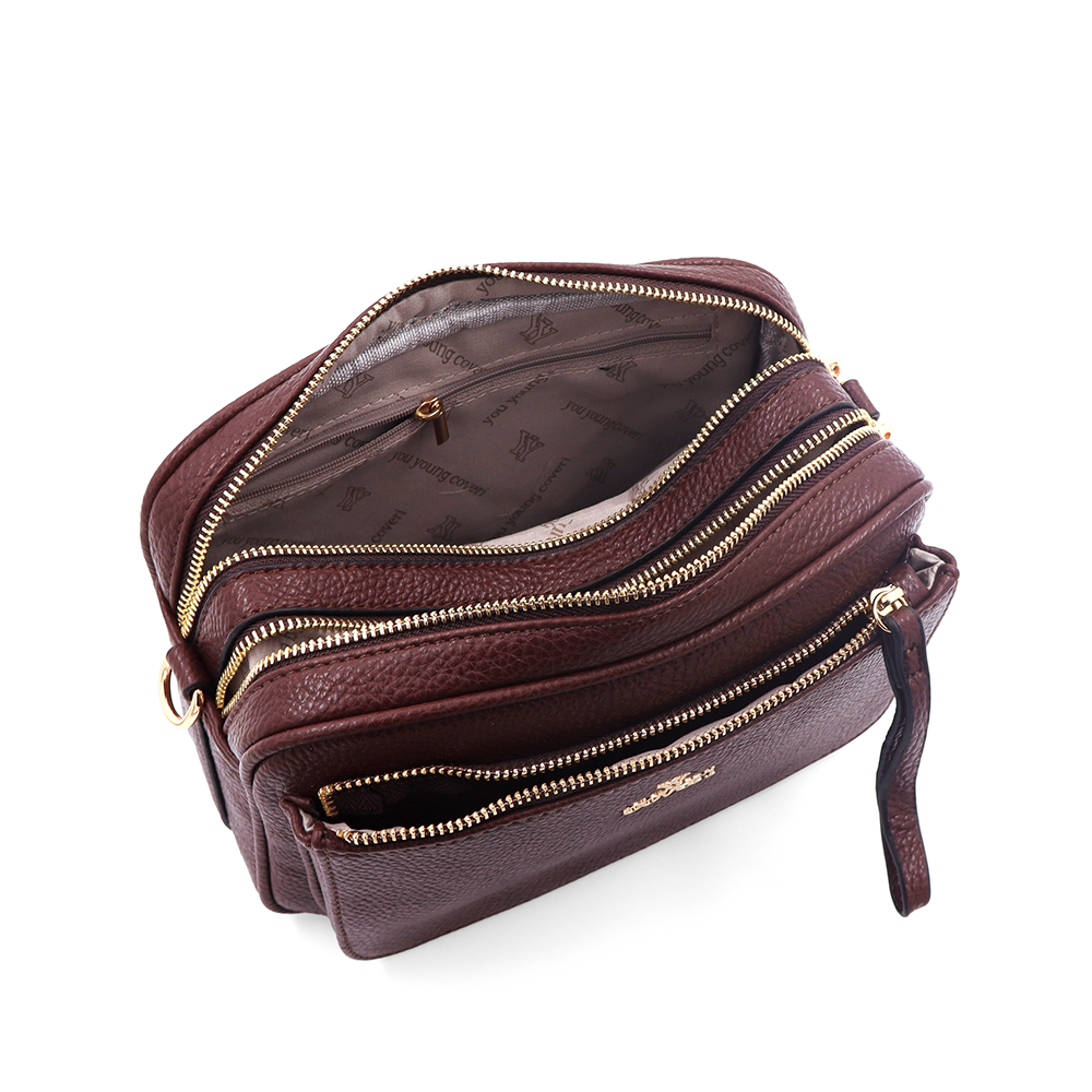 Női válltáska két rekesszel – barna